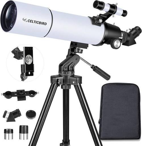 Celticbird Telescope for Adults High Powered, 80mm Aperture 600mm AZ Mount Refractor Telescope for Kids Beginners - Portable Telescopes for Adults Astronomy with Backpack, Phone Adapter, Moon Filter